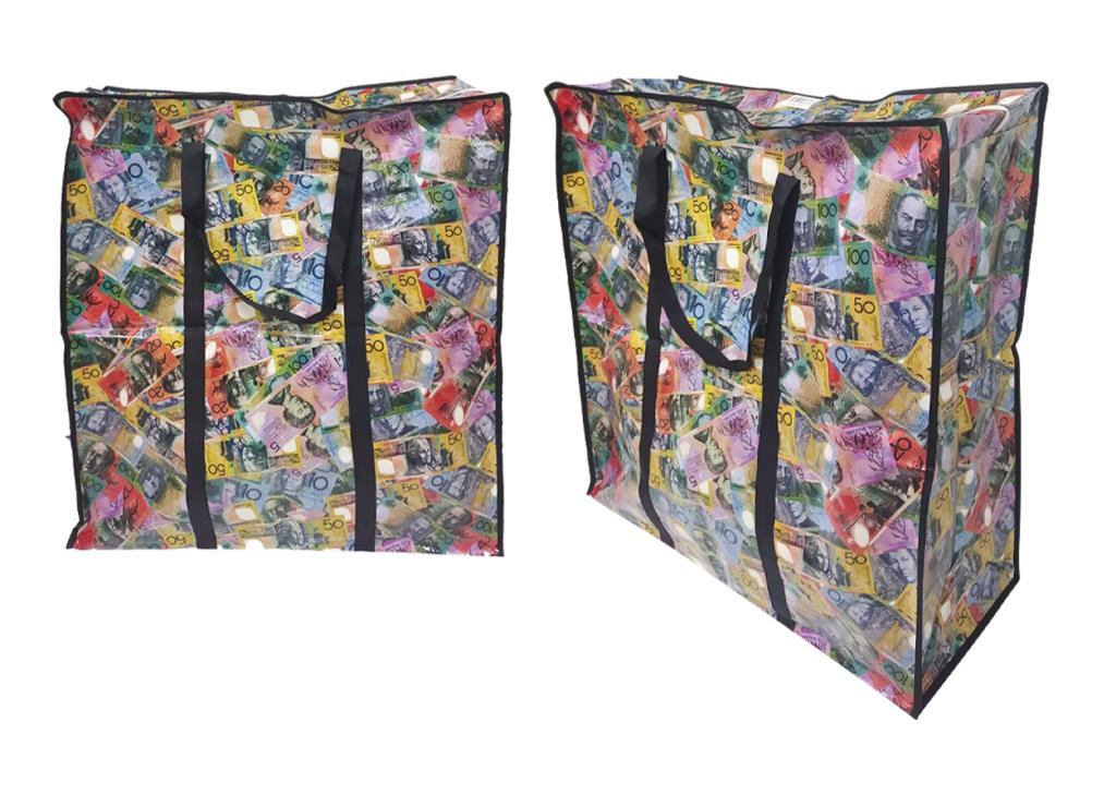 AUD Currency Themed Zipped Storage Bag - Jumbo