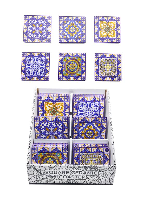 Square Ceramic Coaster with cork base - Amalfi Series