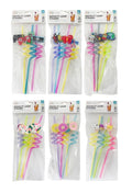 4PK Novelty Loop Straws with Charm