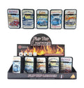 Flip top lighter in vintage car design, 66x40x16mm, assorted designs, bulk retail display pack