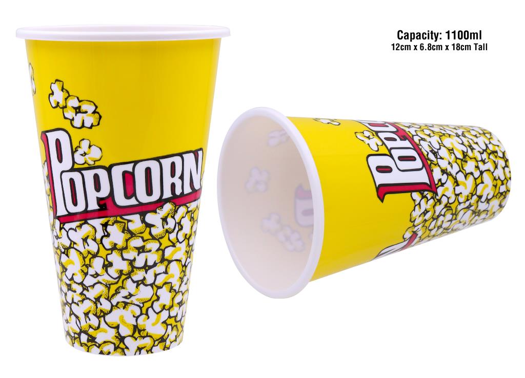 Plastic Reusable Series Popcorn Bucket - 12CM x 6.8CM x 18CM (1100ML)