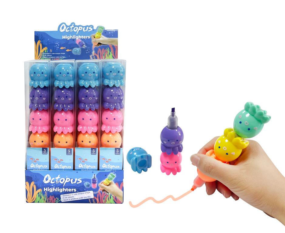 Octopus Shaped Highlighters - 6 colours