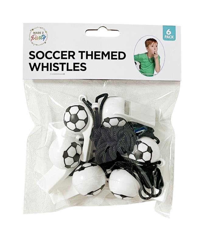 6PK Soccer Themed Loot Bag Whistles