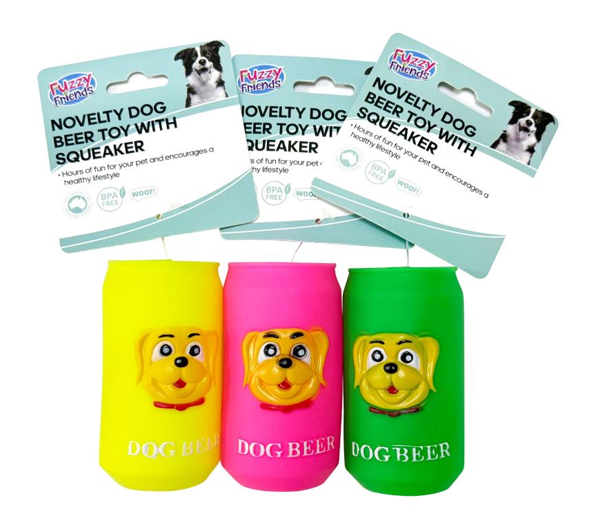 Vinyl Dog Beer Pet Toy with Squeaker