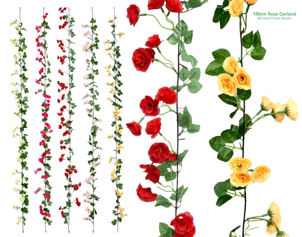 Decorative Artificial Flowers - 180CM Rose Flower Garland