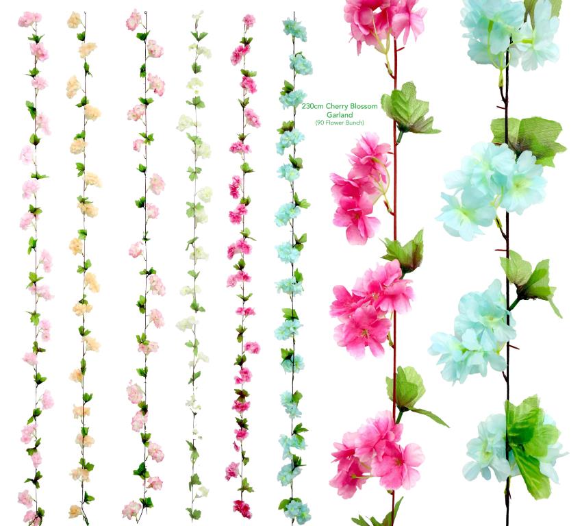 Decorative Artificial Flowers - 230CM Cherry Blossom Flower Garland