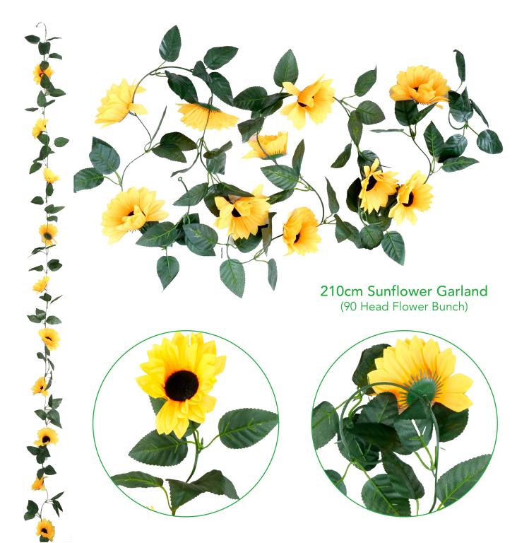 Decorative Artificial Flowers - 210CM SunFlower Garland