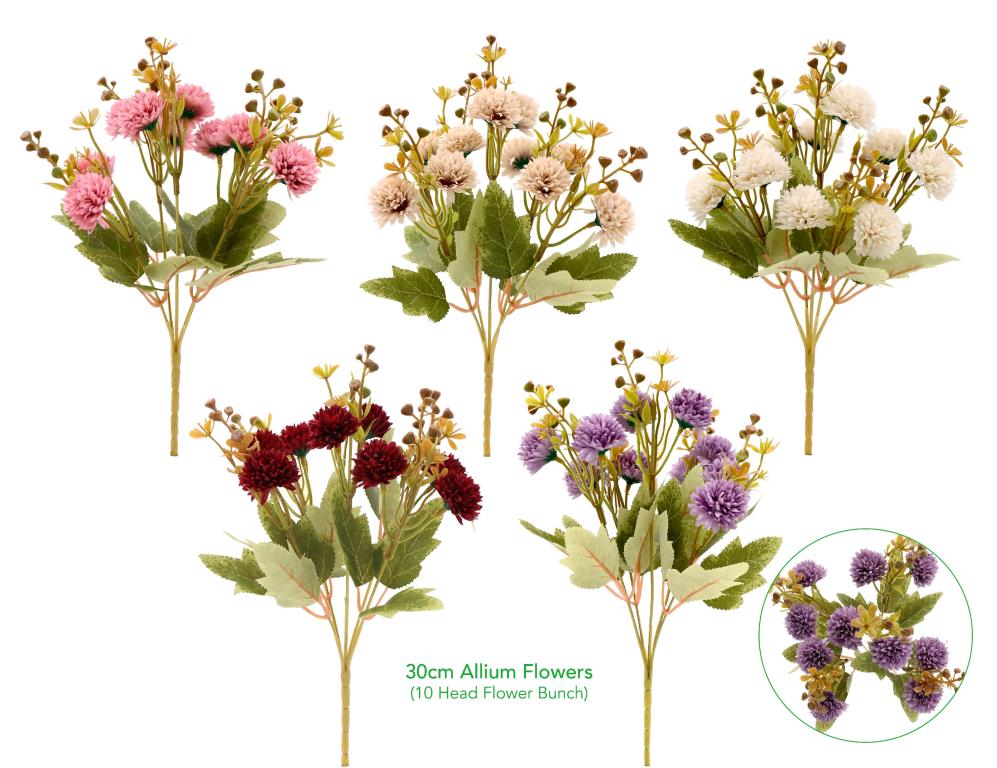 Decorative Artificial Flowers - 10 Head 30CM Allium Flowers