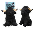 Squeaky plush black Highland Cow dog toy 28cm x 14cm x 16cm – 260g novelty toy plush dog