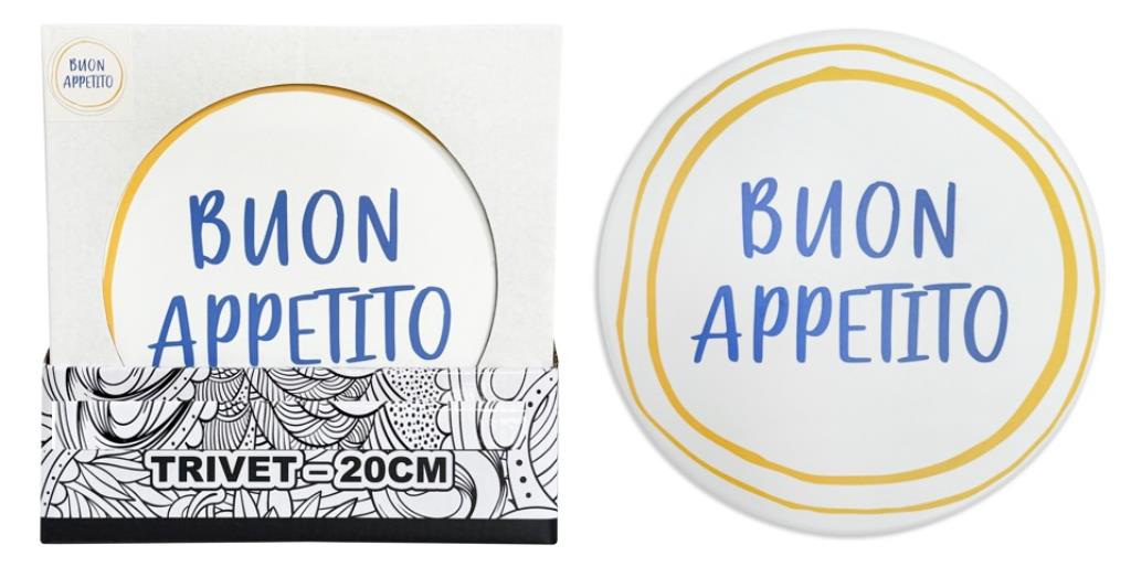 20CM Cork Backed Ceramic Trivet - Buon Appetito Design