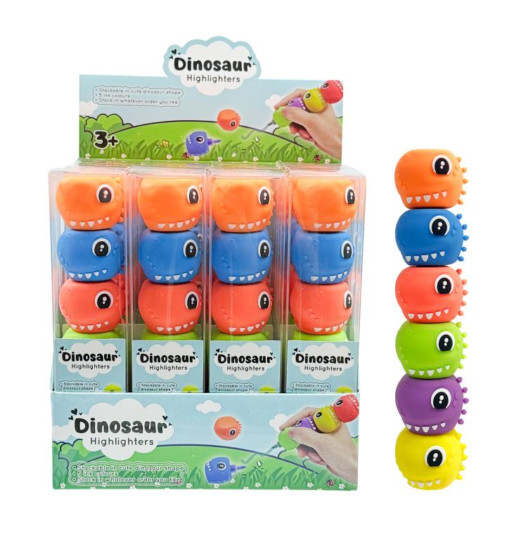 Dinosaur Shaped Stackasble Highlighters - 5 colours