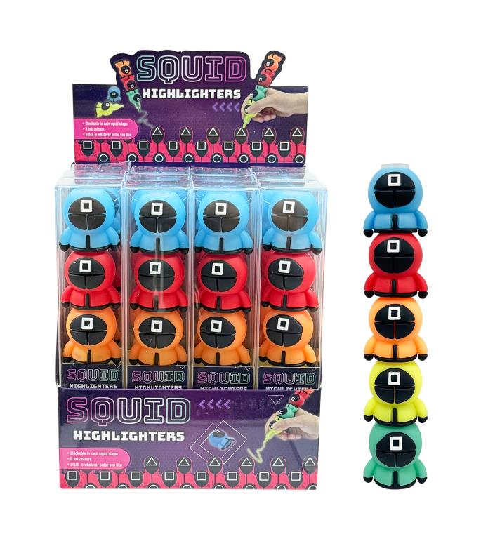 Squid Shaped Stackasble Highlighters - 5 colours