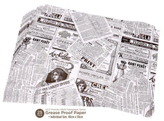 50PK 100% Biodegradable White News Paper Series Grease Proof Paper - 30CM x 40CM