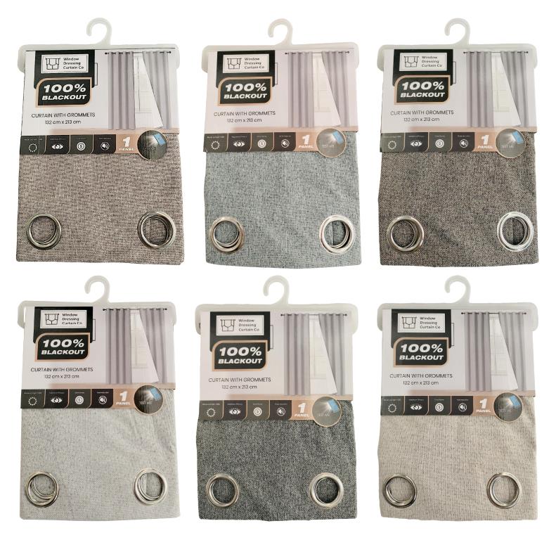 100% Blackout Faux Linen Series Window Curtain -132CM x 213CM W/ Grommets