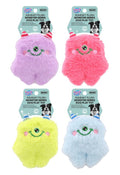 Squeaky mini plush monster dog toy 12cm x 14cm – compact toy plush dog in assorted designs bulk pack