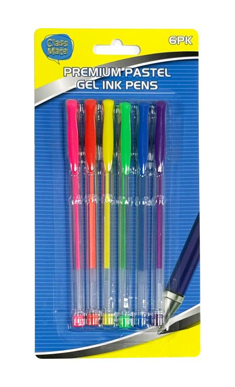 6-pack pastel series gel ink pens in assorted colours, 15cm length, 0.7mm tip – bulk stationery for schools and offices