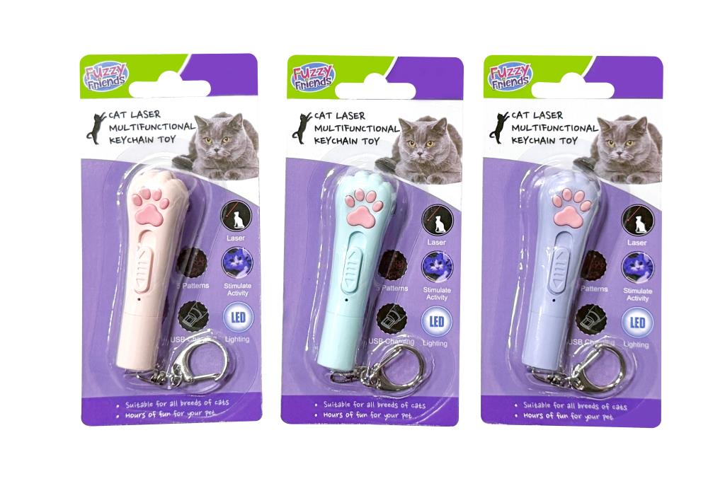 Cat Laser Multifunction Keychain Toy - USB Rechargable