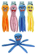 Squeaky crinkle plush octopus toy 36cm in assorted designs, novelty gift and pet toy for retail display