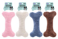 Squeaky plush bone shaped dog toy 23.5x11cm assorted designs wholesale pet retail