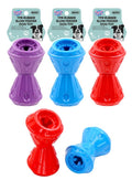TPR rubber slow feeder interactive dog toy 13.5cm x 8cm in assorted colours for treat dispensing