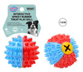 7.5cm spikey TPR rubber treat-dispensing interactive dog toy ball showing raised spike texture and compact round form
