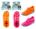 TPR rubber treat-dispensing shoe interactive dog toy 12.8cm, side view showing textured exterior for chewing and play