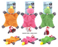 Squeaky crinkle plush duck dog toy in assorted designs at 28x17cm – dual sensory wholesale dog toy