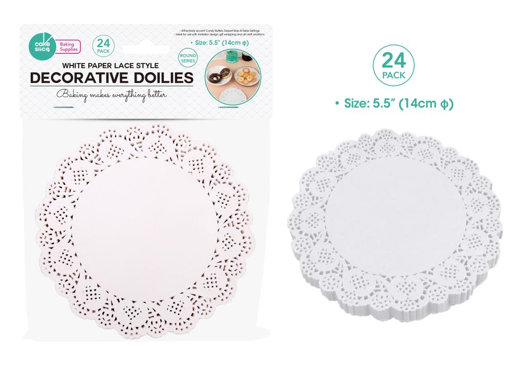 24PK White Paper Lace Round Series Decorative Doilies - 5.5"/15CM Diameter