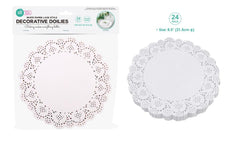 24PK White Paper Lace Round Series Decorative Doilies - 8.5"/21.6CM Diameter
