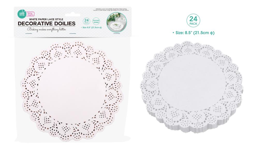 24PK White Paper Lace Round Series Decorative Doilies - 8.5"/21.6CM Diameter