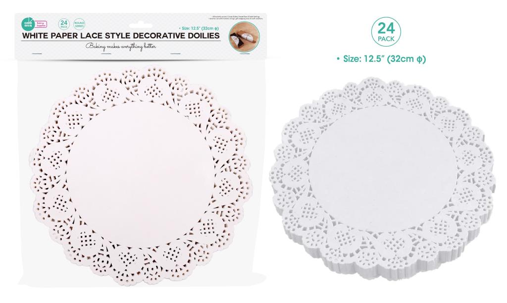 24PK White Paper Lace Round Series  Decorative Doilies - 12.5"/31.4CM Diameter