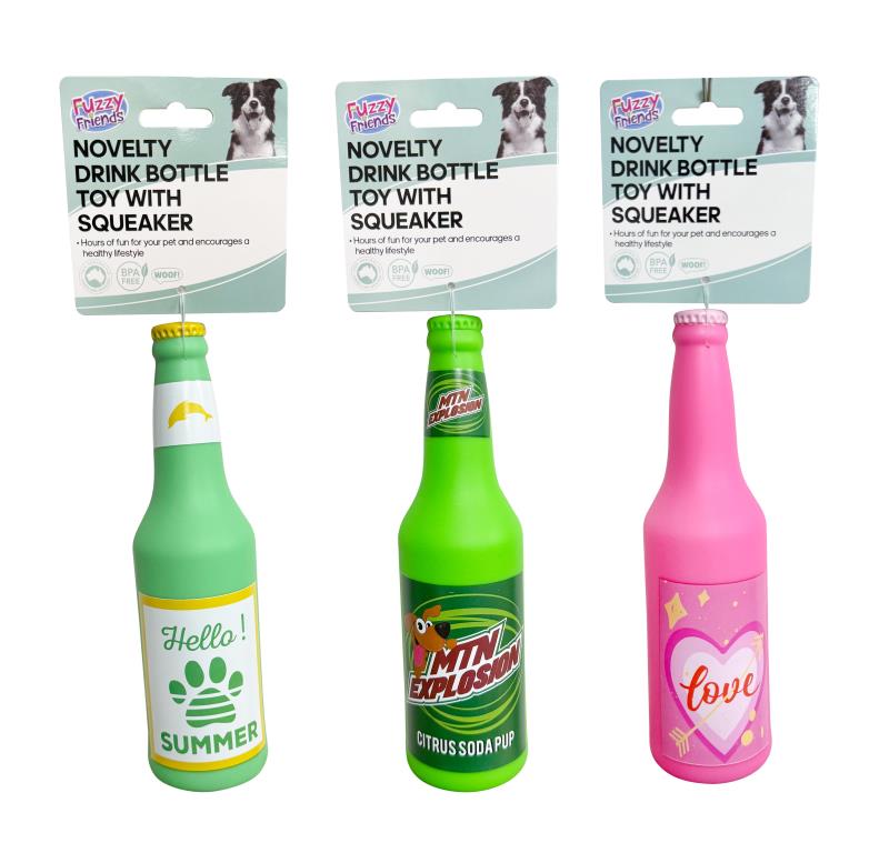 Vinyl Drink Bottle Pet Toy with Squeaker