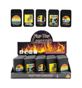 Vintage beach themed flip top refillable lighters with retro surf and coastal artwork in a 20-unit display inner