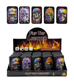 Flip Top Lighter - Colourful Skull Series
