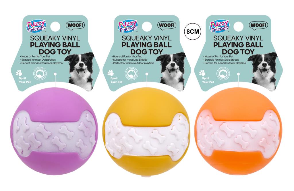 Assorted colour squeaky vinyl dog ball 7.8cm diameter – durable squeaky toy for dogs
