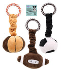 Cotton rope ring dog tug toy with elastic handle 28cm Sports Series assorted designs – wholesale bulk pack