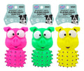 Vinyl squeaky pig dog toy 14x8.5x8cm in assorted designs, ideal as a puppy dog chew toy for small breeds