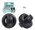 Heavy duty black TPR rubber tyre-shaped interactive dog toy 9cm for aggressive chewers