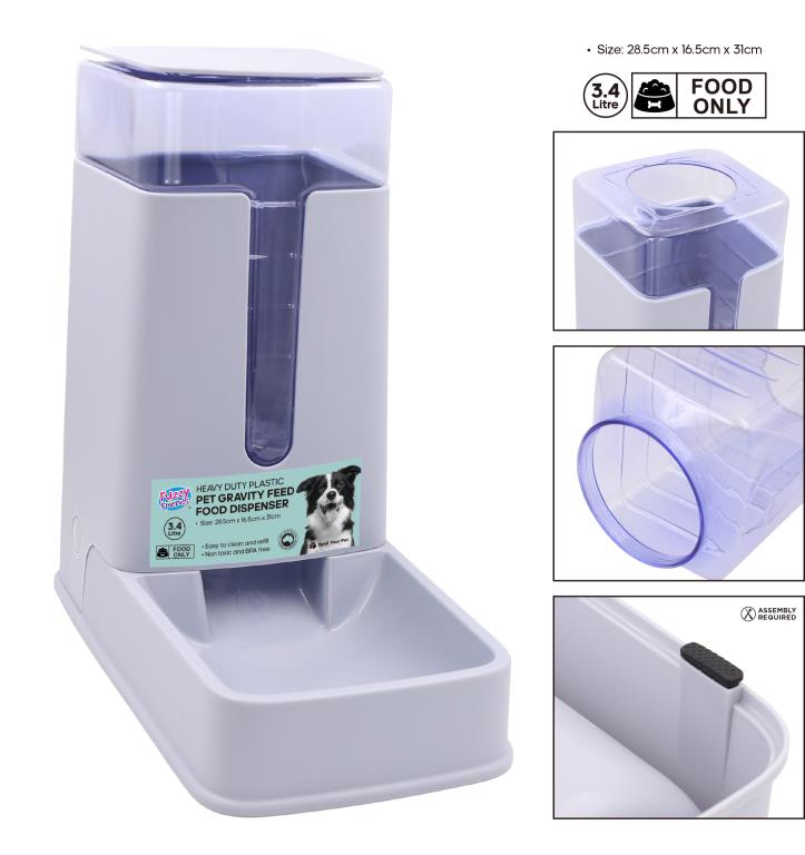 Heavy-duty 3.4 litre plastic gravity feed food dispenser on a buffet counter, used for cereals and dry goods self-serve