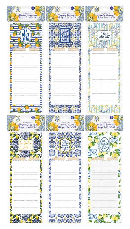 Magnetic shopping list with pencil in La Dolce Vita design, 28.5 cm x 10.2 cm, ideal for kitchen or office use