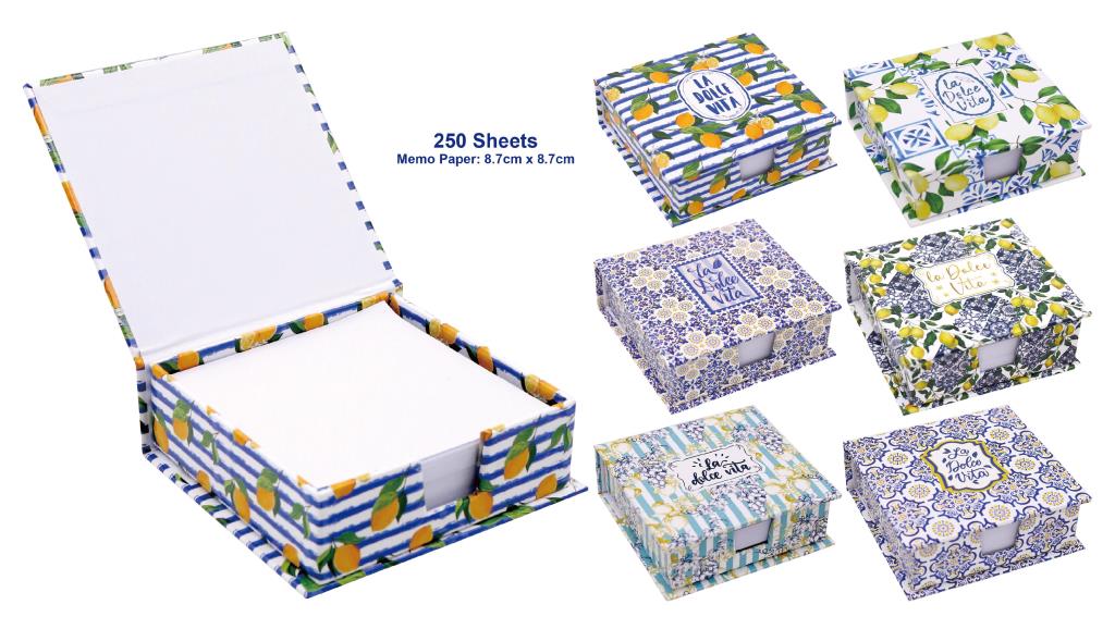 La Dolce Vita memo block 250 sheets assorted designs, 8.7x8.7 cm square desk pad for wholesale stationery