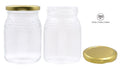 375ml clear decorative glass preserving jar with gold lid, 8x8x10.5cm, suitable for food storage and gift packaging