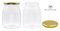 760ml clear decorative glass jar with gold lid, 9.5x9.5x13cm, used for preserving, gifting, and event display
