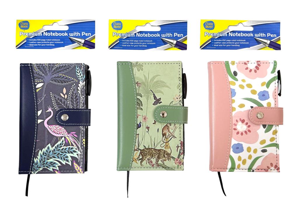 Notebook and pen set assorted designs 15.5x9.5 cm, wholesale stationery gift sets for retail and corporate offices