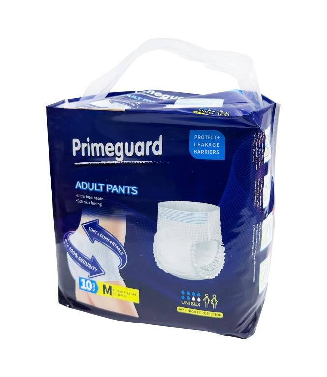 Primeguard medium unisex incontinence underwear 10-pack, waist 28-44 inches, day and night protection