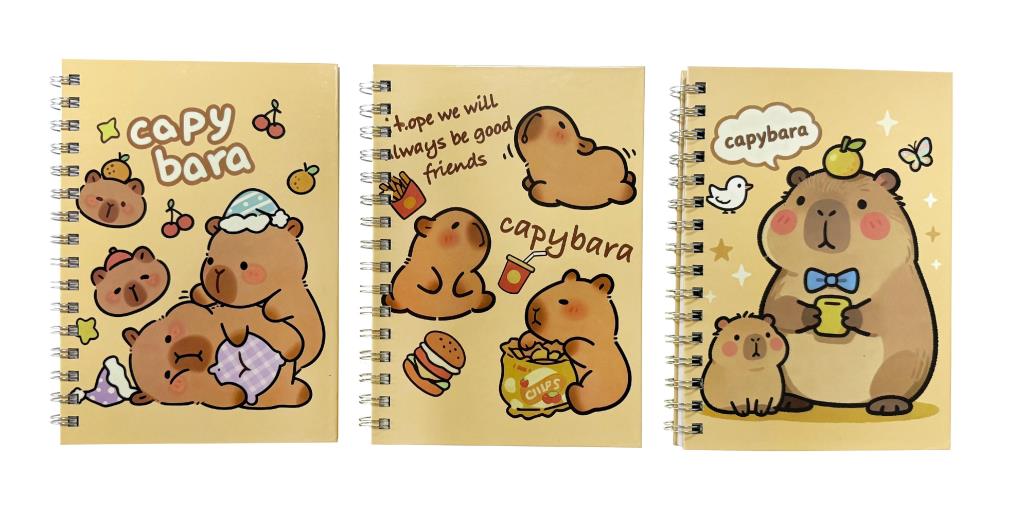 Capybara themed spiral notebook Capy Bara Series 21.5x16 cm, wholesale novelty stationery for gift shops and schools