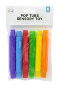 6-pack pop tube sensory toys in assorted colours, 2cm diameter x 14cm – lolly bag fillers for children's parties