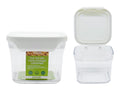500ml square airtight flip-top plastic food storage container with white lid and clear body, pantry food storage