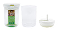 700ml round clear airtight plastic flip-top food storage container with white lid, restaurant dry food storage wholesale
