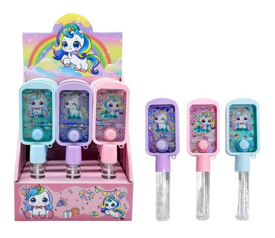 Unicorn themed water game and bubble wand 22.5cm – magical party bag filler for girls' birthday parties